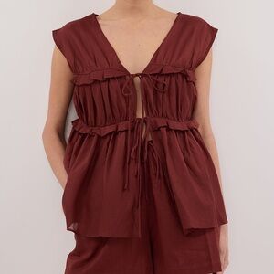 DISSH Quinn Sahara Linen Ruffle Top
